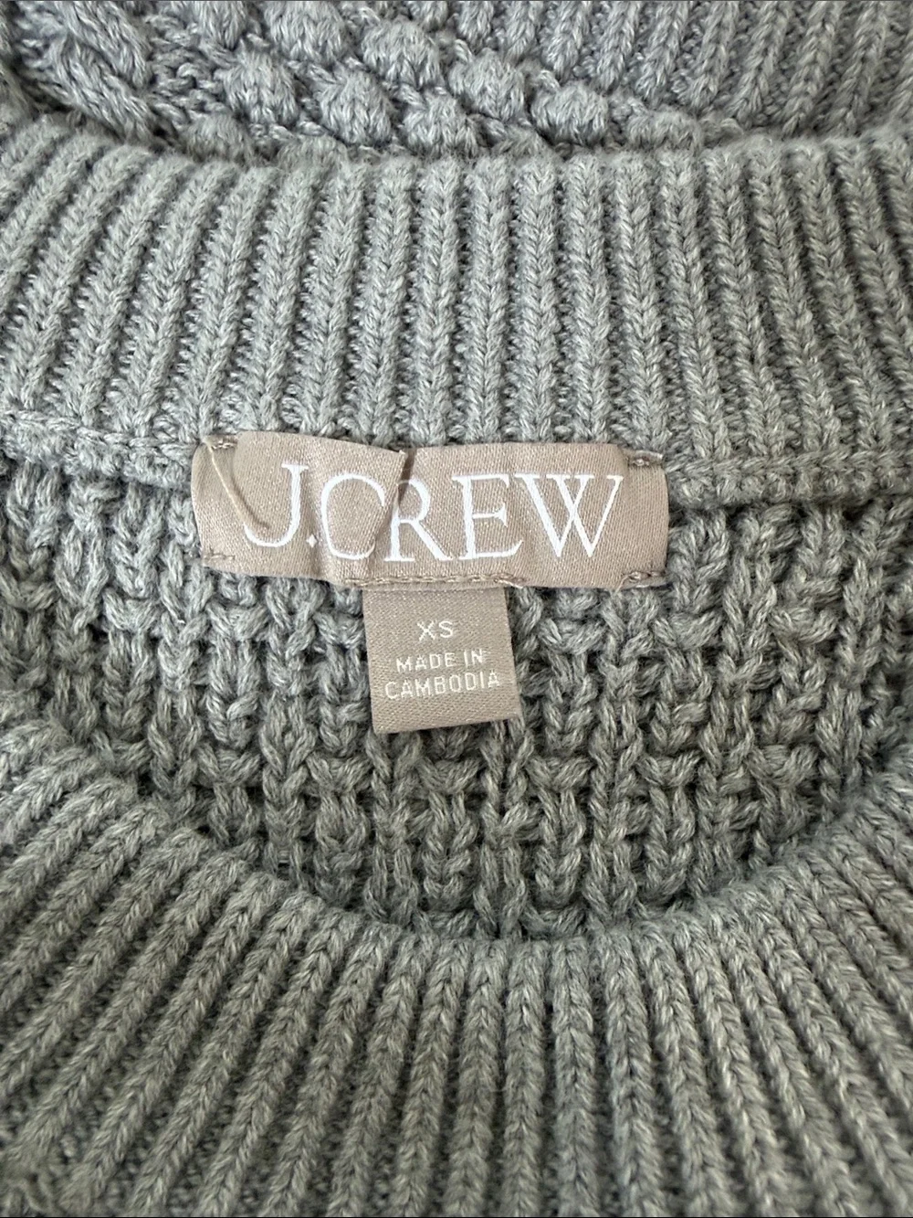 Gray Cable Knit Crewneck Sweater